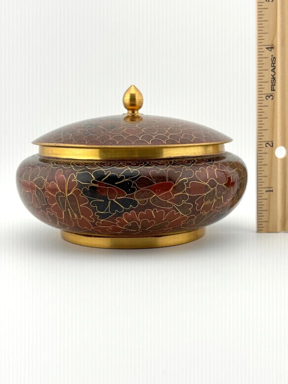 Vintage Chinese Cloisonné Round Lidded Dish